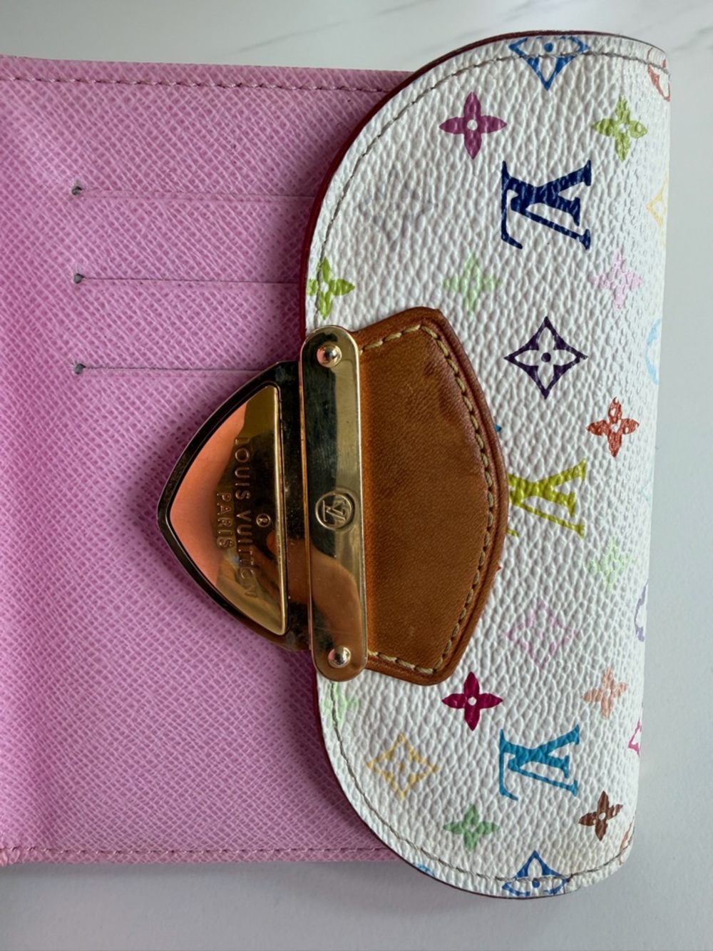 Louis Vuitton White Multicolor Monogram Compact Wallet with Gold Hardware - Picture 5 of 7
